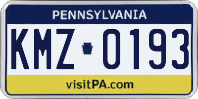 PA license plate KMZ0193