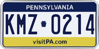 PA license plate KMZ0214