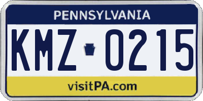 PA license plate KMZ0215
