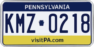 PA license plate KMZ0218