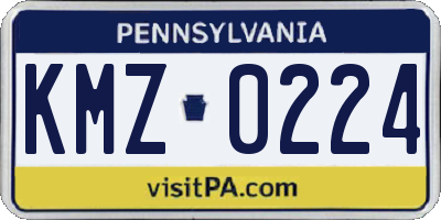 PA license plate KMZ0224