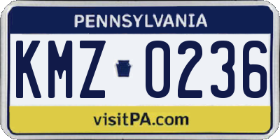 PA license plate KMZ0236