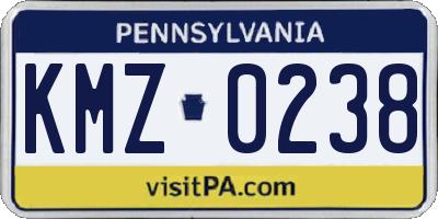 PA license plate KMZ0238