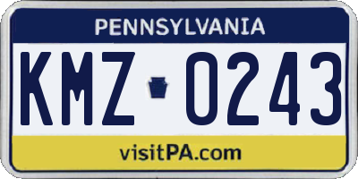 PA license plate KMZ0243
