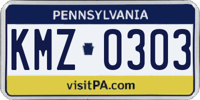 PA license plate KMZ0303