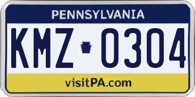 PA license plate KMZ0304
