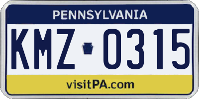 PA license plate KMZ0315