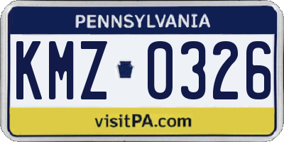 PA license plate KMZ0326
