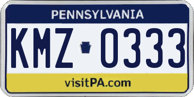 PA license plate KMZ0333