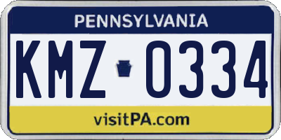 PA license plate KMZ0334