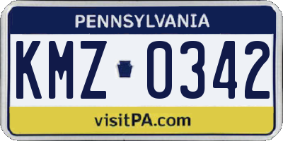 PA license plate KMZ0342