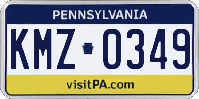 PA license plate KMZ0349