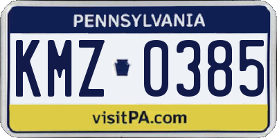 PA license plate KMZ0385