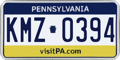 PA license plate KMZ0394
