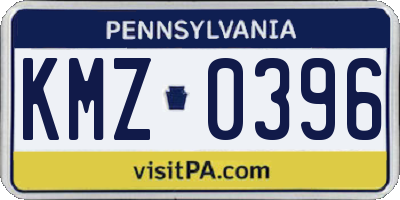 PA license plate KMZ0396