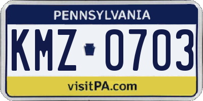 PA license plate KMZ0703