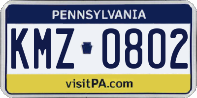 PA license plate KMZ0802