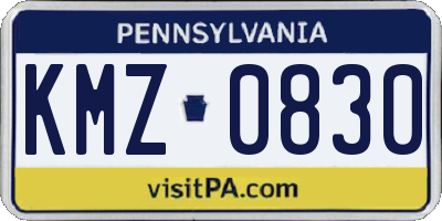 PA license plate KMZ0830