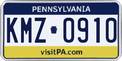 PA license plate KMZ0910