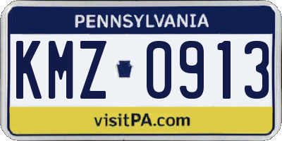 PA license plate KMZ0913