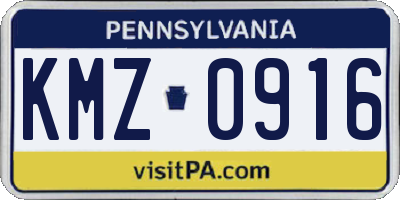PA license plate KMZ0916