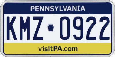 PA license plate KMZ0922