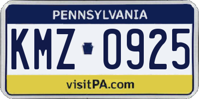 PA license plate KMZ0925