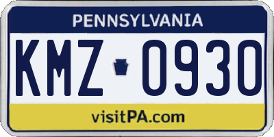 PA license plate KMZ0930