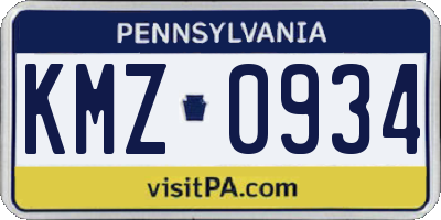 PA license plate KMZ0934