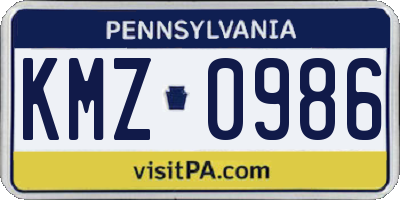 PA license plate KMZ0986