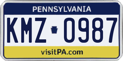 PA license plate KMZ0987