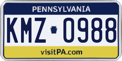 PA license plate KMZ0988