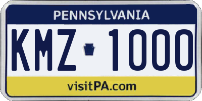 PA license plate KMZ1000