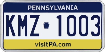 PA license plate KMZ1003