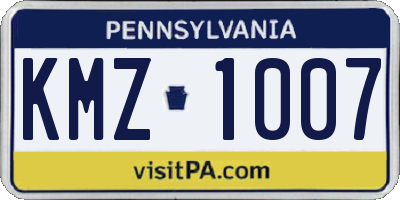 PA license plate KMZ1007
