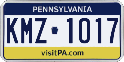 PA license plate KMZ1017