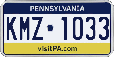 PA license plate KMZ1033