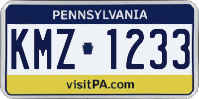 PA license plate KMZ1233