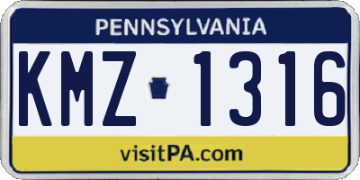 PA license plate KMZ1316