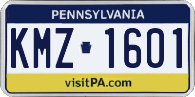 PA license plate KMZ1601
