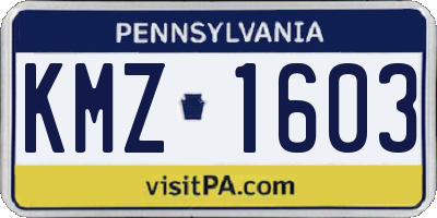 PA license plate KMZ1603