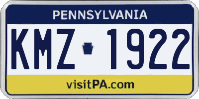 PA license plate KMZ1922