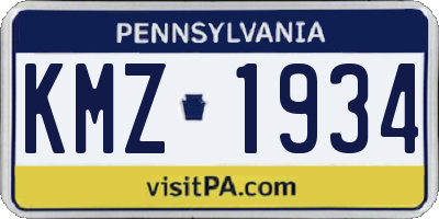 PA license plate KMZ1934