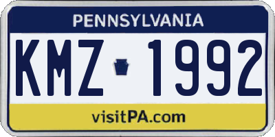 PA license plate KMZ1992