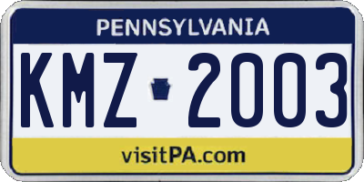 PA license plate KMZ2003