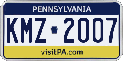 PA license plate KMZ2007