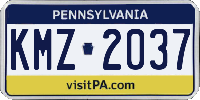 PA license plate KMZ2037