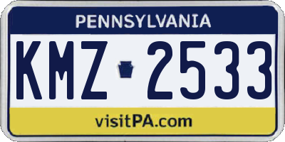 PA license plate KMZ2533