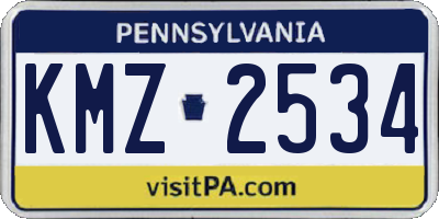 PA license plate KMZ2534