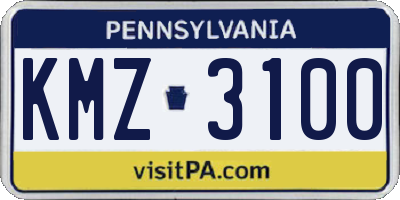 PA license plate KMZ3100